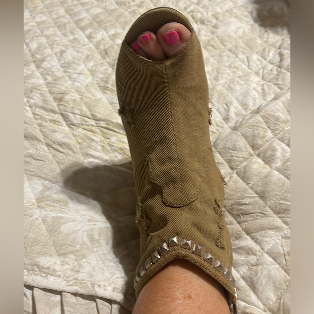 Ash peep toe wedge boots